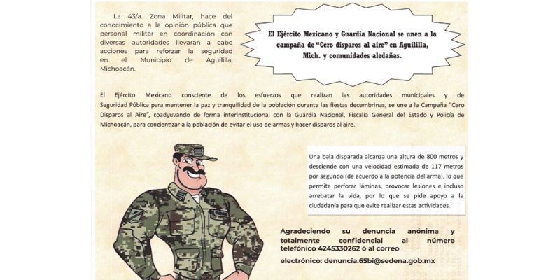 El Ejército Mexicano y Guardia Nacional se unen a la campaña de "Cero disparos al aire" en
